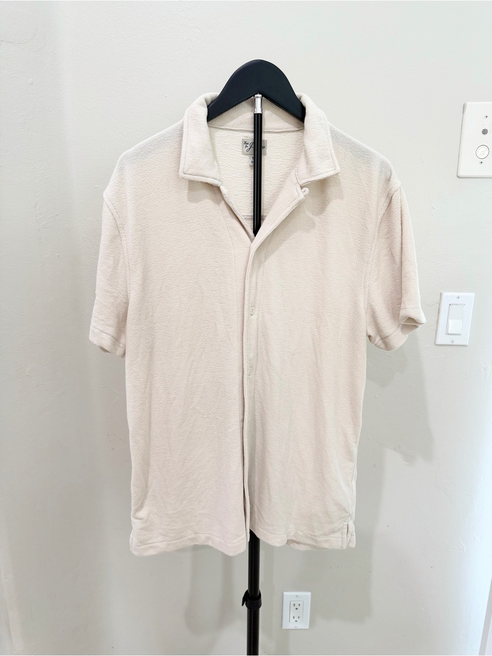 Knit for J. Crew Short Sleeve Textured Sweater Coastal Preppy Camp Collar